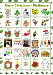 English Worksheet: MERRY CHRISTMAS - PICTIONARY