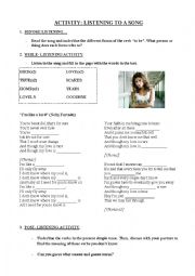 English Worksheet: SONG - IM LIKE A BIRD (NELLY FURTADO)