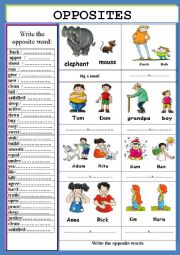 English Worksheet: OPPOSITES