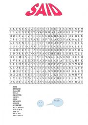 English Worksheet: Wordsearch, Ways to say, said.