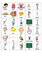 English Worksheet: Adjectives - opposites gamecards