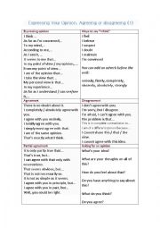 English Worksheet: Opinions, agreeing and disagreeing