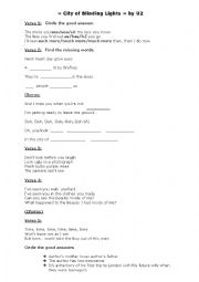 English Worksheet: City of blinding lights - U2