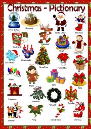 English Worksheet: CHRISTMAS PICTIONARY