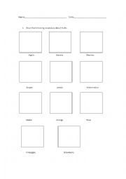 English Worksheet: Draw fruits vocabulary handout