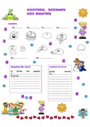 English Worksheet: Weather,seasons and months