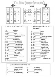 English Worksheet: to be (am-is-are)