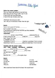 English Worksheet: someone like you