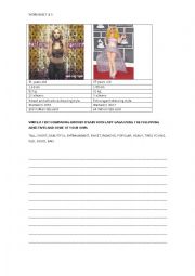 English Worksheet: COMPARE BRITNEY AND LADY GAGA