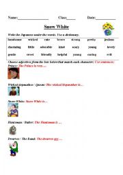 English Worksheet: Snow White Adjectives