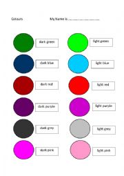 English Worksheet: Light and dark colours