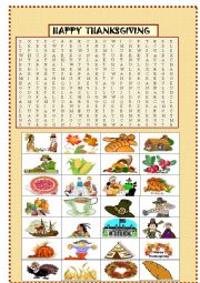 Thanksgiving : picture wordsearch