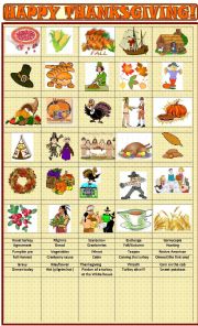 Thanksgiving : Matching exercise