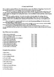 English Worksheet: Lunch Break