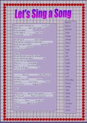 English Worksheet: sing a song