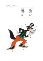 English Worksheet: PARTS OF THE BODY: THE BIG BAD WOLF