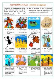 English Worksheet: AUTUMN/FALL - IDIOMS & SAYINGS (with key)