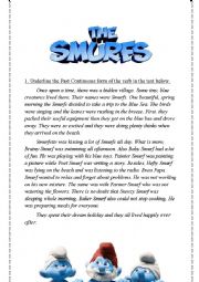 English Worksheet: Past Continuous - The Smurfs