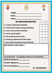 Report Card for primary students