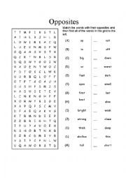 Opposites wordsearch