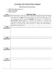 English Worksheet: Holidays and traditions