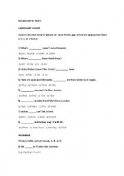 English Worksheet: Diagnostic test