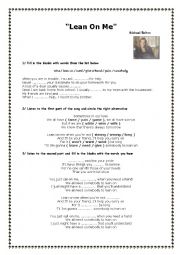 English Worksheet: lean on me