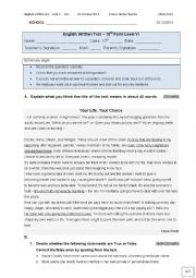 English Worksheet: English test