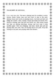 English Worksheet: fun at the park