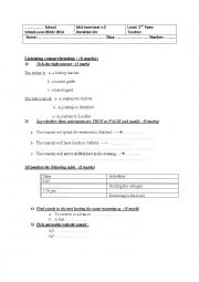 English Worksheet: Mid - term test 3 for 3rd year  pupils 2014