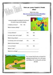 English Worksheet: Looney Pumpkin - Present Continuous