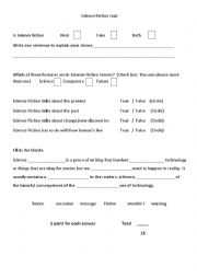 English Worksheet: Science Fiction Genre Quiz