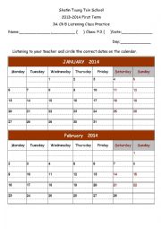 Classs Activity to read calendar