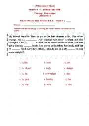 English Worksheet: Vocabulary Quiz