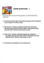 Chicken Run - Easy Plot and Discussion Questions (start of film)