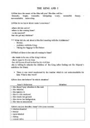 English Worksheet: The King and I