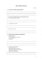 English Worksheet: Adele - Rolling in the Deep