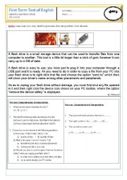 English Worksheet: First Term Test of English (2013-2014)