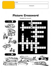 English Worksheet: Picture Crossword- Transport