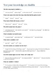 English Worksheet: ALADDIN 