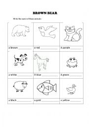 English Worksheet: Animals from Brown Bear, brown bear. What do you see?