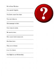 English Worksheet: to be