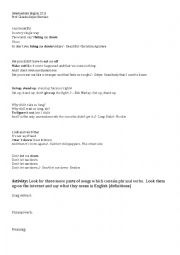 English Worksheet: Phrasal verbs in songs