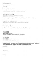 English Worksheet: Phrasal verbs in songs