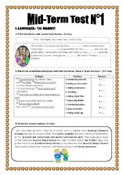 English Worksheet: Mid-Term Test 1 (7th form)