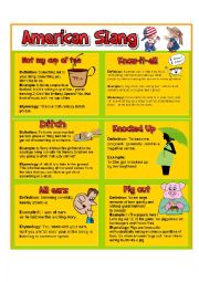 English Worksheet: AMERICAN SLANG PART 2