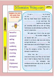 Writing a story (Group B) : Based on differentiated instruction