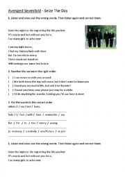 English Worksheet: Avenged Sevenfold - Seize the day