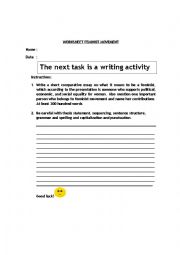 English Worksheet: Feminist movement