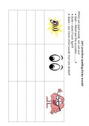 English Worksheet: Sound, visual and meaning spelling 